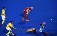 Wang Caiyu making a save against England